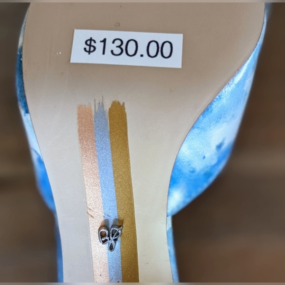 Sam Edelman Janessa Blue Floral Kitten Heels, Sz 6 - Picture 6 of 10